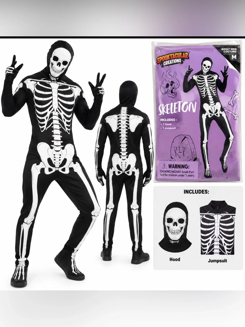 Spooktacular Creations Adult Men’s Skeleton Halloween Costume Medium 2 Piece